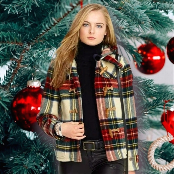 Polo Ralph Lauren wool duffle .Tartan plaid toggle pockets,hood. Winter Holiday - Picture 5 of 16